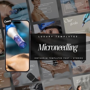 Microneedling Instagram Templates | Esthetician Instagram Template | Facial Treatment Template | Skincare Social Media |  RF Microneedling