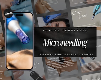 Microneedling Instagram Templates | Esthetician Instagram Template | Facial Treatment Template | Skincare Social Media |  RF Microneedling