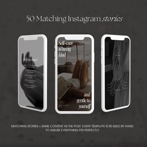 Puede incluir: Tres pantallas de tel&eacute;fono con dise&ntilde;os diferentes. La primera pantalla tiene una foto en blanco y negro de una mano. La segunda pantalla tiene una foto de una persona acostada en una cama con el texto "Self-care is being kind and gentle to yourself". La tercera pantalla tiene un gr&aacute;fico en blanco y negro de un gr&aacute;fico de l&iacute;neas con el texto "Peak Zone, Comfort Zone".