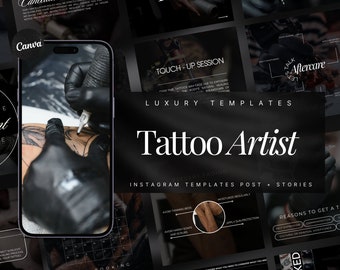 Modello Instagram per tatuatore / Modelli Instagram per tatuatore / Post sui social media per tatuatore / Modelli per tatuaggi neri