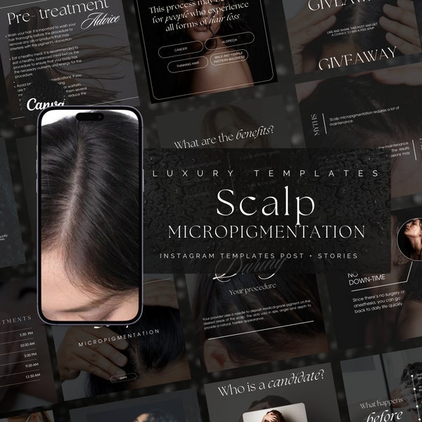 Scalp Micropigmentation Instagram Templates | Pmu Instagram template | SMPTemplates | PMU Social Media Post | SMP Instagram Post | Scalp PMU