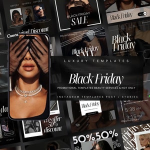 Black Friday Instagram Templates | Beauty Black Friday Social Media posts | Black Friday Flyer Beauty | PMU Artist | Lash Tech Template