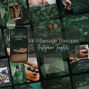 140 Massage Instagram Template |  Massage Therapist Templates Posts | Massage Therapy Social Media Templates | Spa Instagram Posts