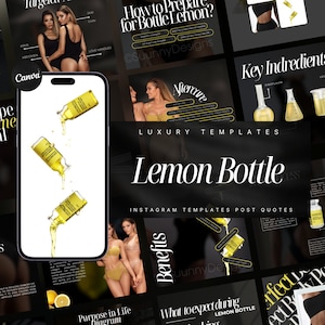 Lemon Bottle Instagram Templates | Fat Dissolving Bottle Lemon Social Media Posts | Lemon Bottle Instagram Posts | Lemon Bottle Flyer