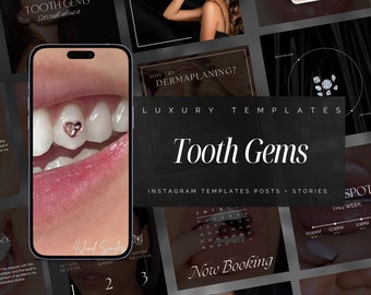 80 Tooth Gem Instagram Templates | Tooth jewelry Posts | Tooth Charms Social Media Post Template | Dental Jewelry Instagram Template