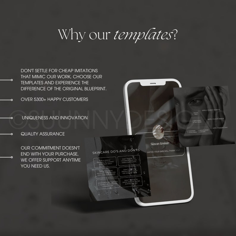 Puede incluir: Una imagen en blanco y negro de un tel&eacute;fono inteligente que muestra un recordatorio de cuidado de la piel y una lista de cosas que hacer y no hacer para el cuidado de la piel. El texto en el tel&eacute;fono dice "Recordatorio de cuidado de la piel" y "Tu piel te lo agradecer&aacute;". El texto en la lista de cosas que hacer y no hacer incluye "No exfoliar en exceso" y "No usar jabones fuertes".