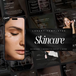 160 Skincare Instagram Templates | Esthetician Instagram Template | Dermatologist Templates | Skincare Social Media |  Skincare posts| Acne