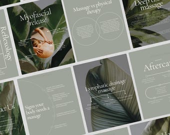 Massage Instagram Template |  Massage Therapist Templates Posts | Massage Therapy Social Media Templates | Spa Instagram Posts