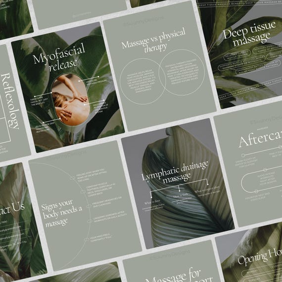 Massage Instagram Template |  Massage Therapist Templates Posts | Massage Therapy Social Media Templates | Spa Instagram Posts