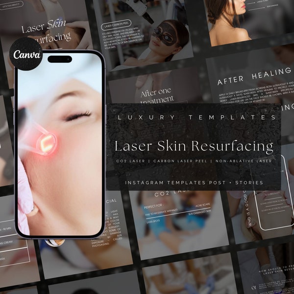 100 Laser Skin Resurfacing Instagram Templates | Esthetician Instagram Template | Facial Treatment Template | Skincare Social Media