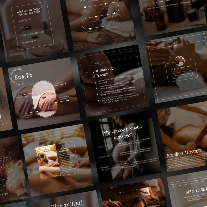 Instagram-mall för massage | Inlägg för massageterapeuter på sociala medier | Instagram-mall för massageterapi | Instagram-inlägg för spa | Massageinlägg bild 2