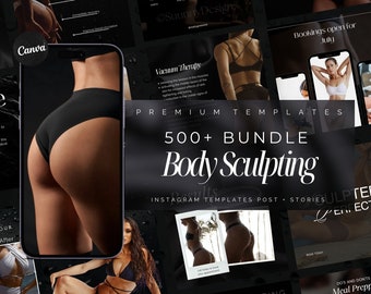 500 Body Sculpting Instagram Templates | Body Contouring Instagram Templates | CoolSculpting Posts | RF Cavitation | Wooden Therapy Post