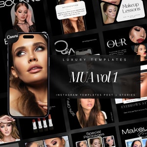 Makeup Artist Instagram Templates | MUA Templates | Makeup Instagram Post Templates | Beauty Salon Templates | Social Media Posts Canva