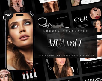 Makeup Artist Instagram Templates | MUA Templates | Makeup Instagram Post Templates | Beauty Salon Templates | Social Media Posts Canva