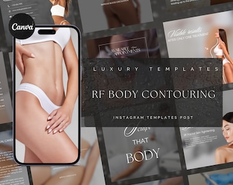 80 Instagram-mallar för radiofrekvens | Mallar för kroppskonturering | Mallar för RF-kavitation | Mallar för Medspa | RF-hudåtstramningsstolpe