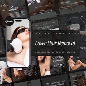 100 Hair Laser Remover Instagram Templates | Laser Technician Templates | Laser Hair Removal Social Media Post | IPL Laser Hair Removal Post