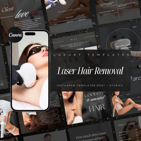 100 Hair Laser Remover Instagram Templates | Laser Technician Templates | Laser Hair Removal Social Media Post | IPL Laser Hair Removal Post