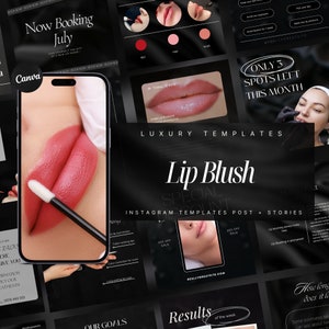 100 Lip Blush Instagram Templates | PMU Instagram template | Lip Blushing Templates | PMU Social Media Posts | Lip Tattoo Instagram Posts