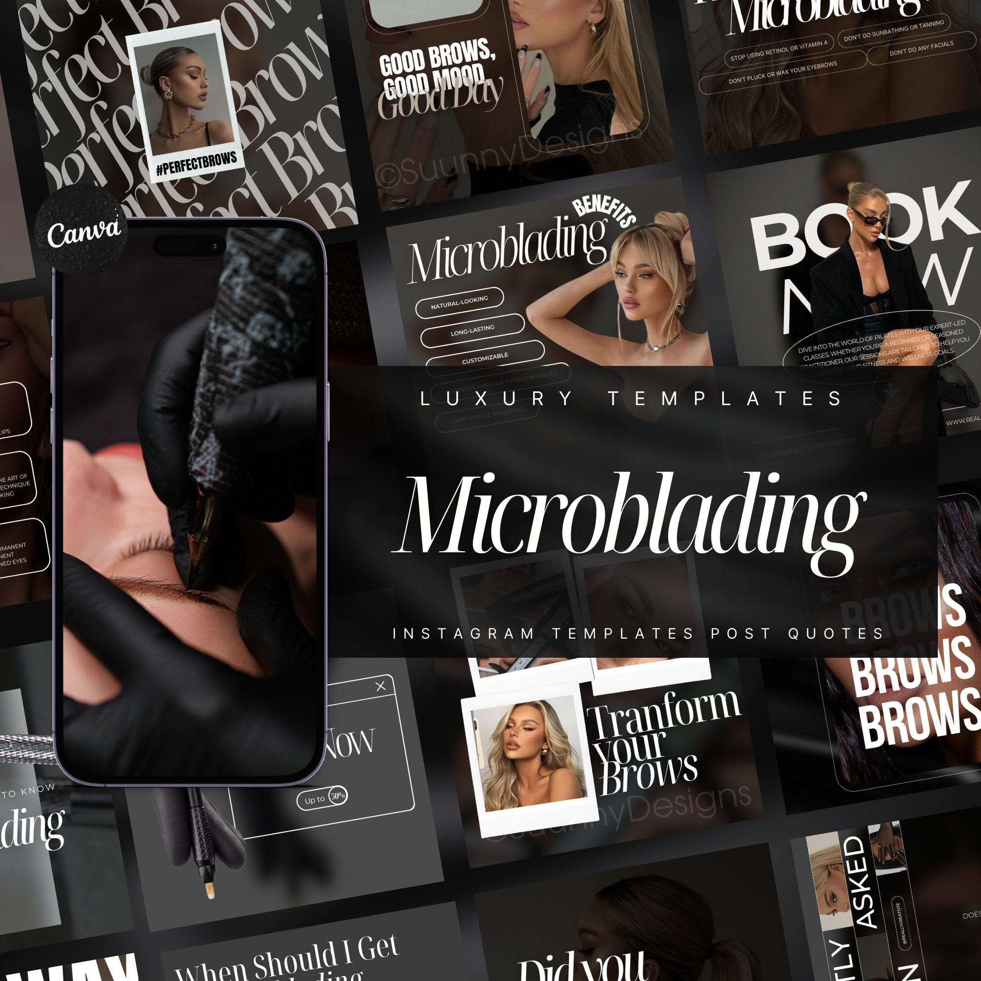 Microblading Instagram Template | Permanent Makeup Artist Template | Brow microblading social media post | PMU Brows templates | Brow tattoo