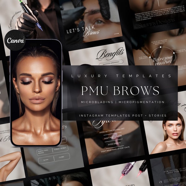 Microblading Instagram Template | PMU Instagram Template | Microblading Templates | PMU Social Media Post | PMU Brows Templates | Pmu artist