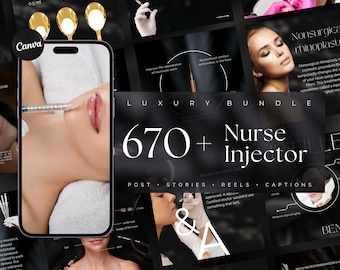 670 lyxiga Instagram-mallar för sjuksköterskeinjektorer | Botox Instagram-mallar | Mall för läppfyllning | Medspa-varumärkesbyggande kit | Inlägg om sjuksköterskeinjektorer