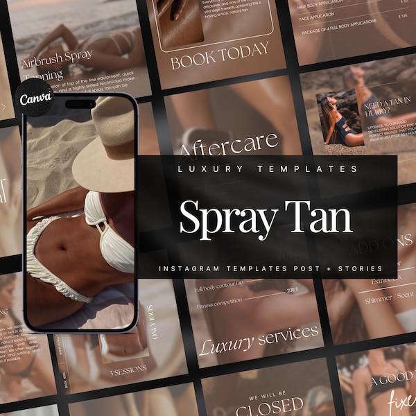 Luxury Spray Tan Instagram Templates | Spray Tanning Posts Instagram  | Spray Tan Social Media Templates | Spray Tan Artist Templates