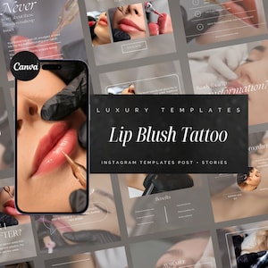 Luxury Lip Blush Instagram Templates | PMU Instagram template | Lip Blush Templates | PMU Lip Blush Social Media Post | Lip Tattoo Instagram