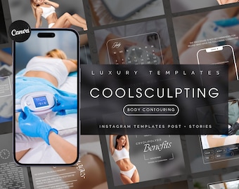 CoolSculpting Instagram-mallar | Instagram-mallar för kroppskonturering | Mallar för kroppsskulptering | Mallar för kryolipolys | Medspa-inlägg