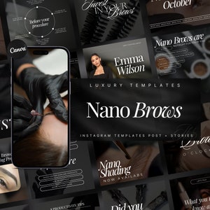 Nano Brows Instagram Template | PMU Instagram Template | Microblading Template | PMU Social Media Post | Nano Shading Templates | Pmu artist