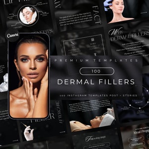 100 Luxury Nurse Injector Instagram Templates  | Dermal Filler Instagram Templates | Lip Filler Instagram Template | Medspa branding kit