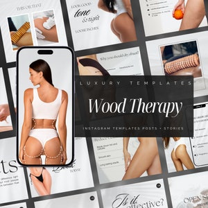 130 Holztherapie Instagram-Vorlagen | Körperkonturierende Instagram-Vorlagen | Body Sculpting Instagram | Holztherapie Social Media Posts