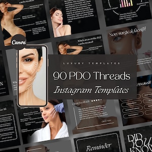 90 PDO Threads Instagram Templates  | Nurse Injector Instagram Templates | Facial thread lift Instagram Template | Medspa branding kit |