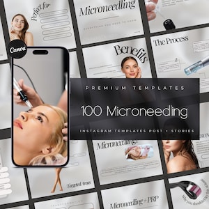 Microneedling Instagram Templates | Esthetician Instagram Template | Facial Treatment Template | Skincare Social Media |  RF Microneedling