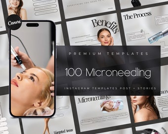 Microneedling Instagram Templates | Esthetician Instagram Template | Facial Treatment Template | Skincare Social Media |  RF Microneedling