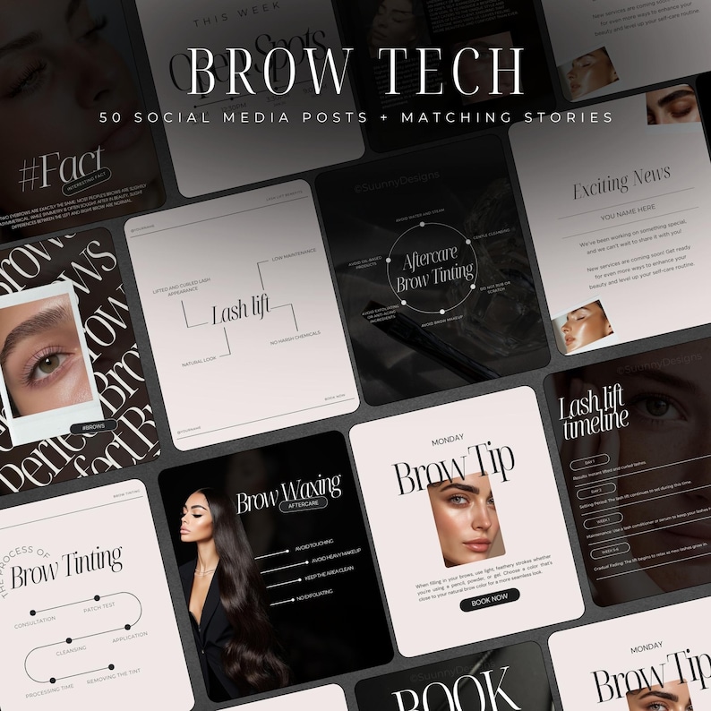 Brow Tech Instagram Templates | Brow Lamination Instagram templates | Brows Templates | Brow Artist Instagram Posts | Lash Lifting Posts image 1