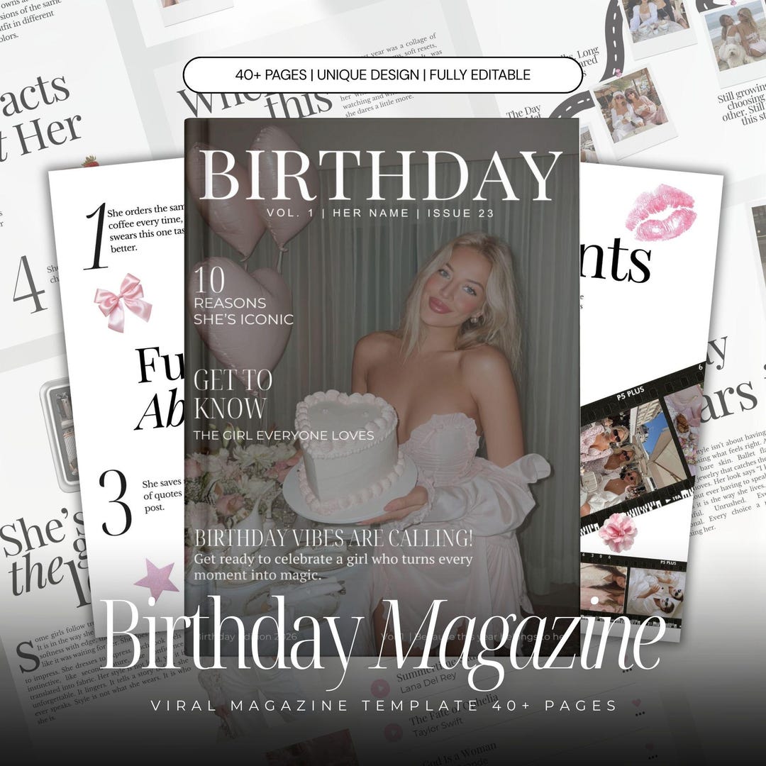 Birthday Magazine Template | Best Friend Digital Magazine | Custom ...