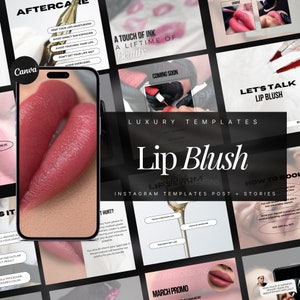 PMU Lip Blush Instagram Templates | PMU Instagram template | Lip Blushing Templates | PMU Social Media Posts | Lip blush Tattoo Posts