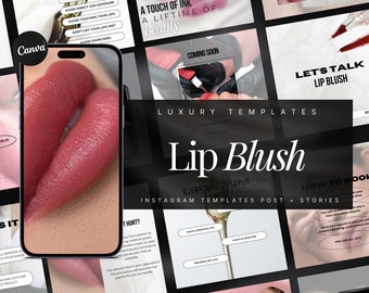PMU Lip Blush Instagram Templates | PMU Instagram template | Lip Blushing Templates | PMU Social Media Posts | Lip blush Tattoo Posts