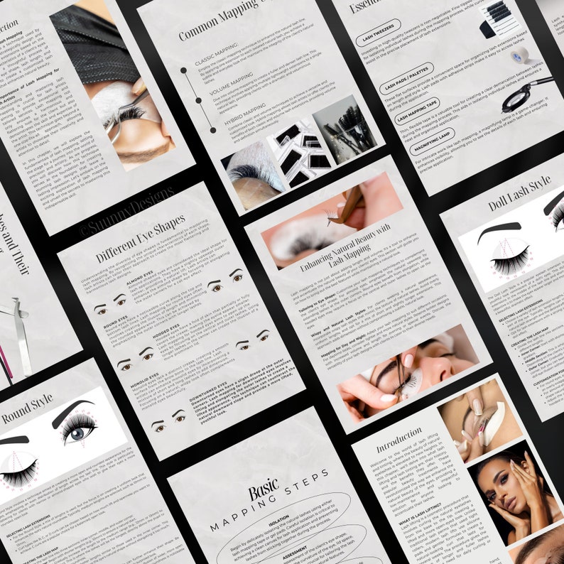 Lash Pages Lash Mapping Editable Guide | Lash Mapping Practice Sheets Eyelash ...