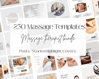 230 Massage Instagram Template |  Massage Therapist Canva Templates Posts | Massage Therapy Social Media Templates | Spa Instagram Posts