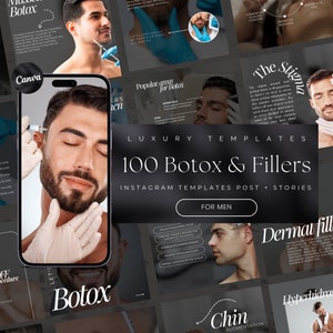 100 Plantillas de Instagram de inyectores de enfermeras de lujo / Plantillas de Instagram de Botox para hombres / Plantillas de Instagram de relleno de labios para hombres / Plantillas de Botox