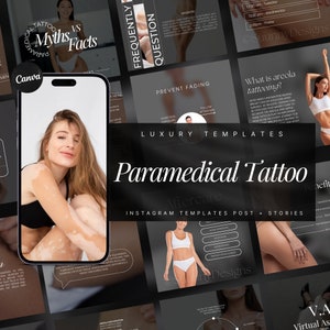 Plantilla de Instagram de tatuajes paramédicos / Publicaciones de micropigmentación paramédica / Plantilla de tatuajes médicos / Plantillas PMU / Publicación de camuflaje de cicatrices