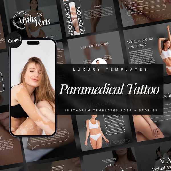 Paramedische tattoo Instagram-sjabloon | Paramedische Micropigmentatiepalen | Medische tattoo sjabloon | PMU-sjablonen | Littekencamouflagepost