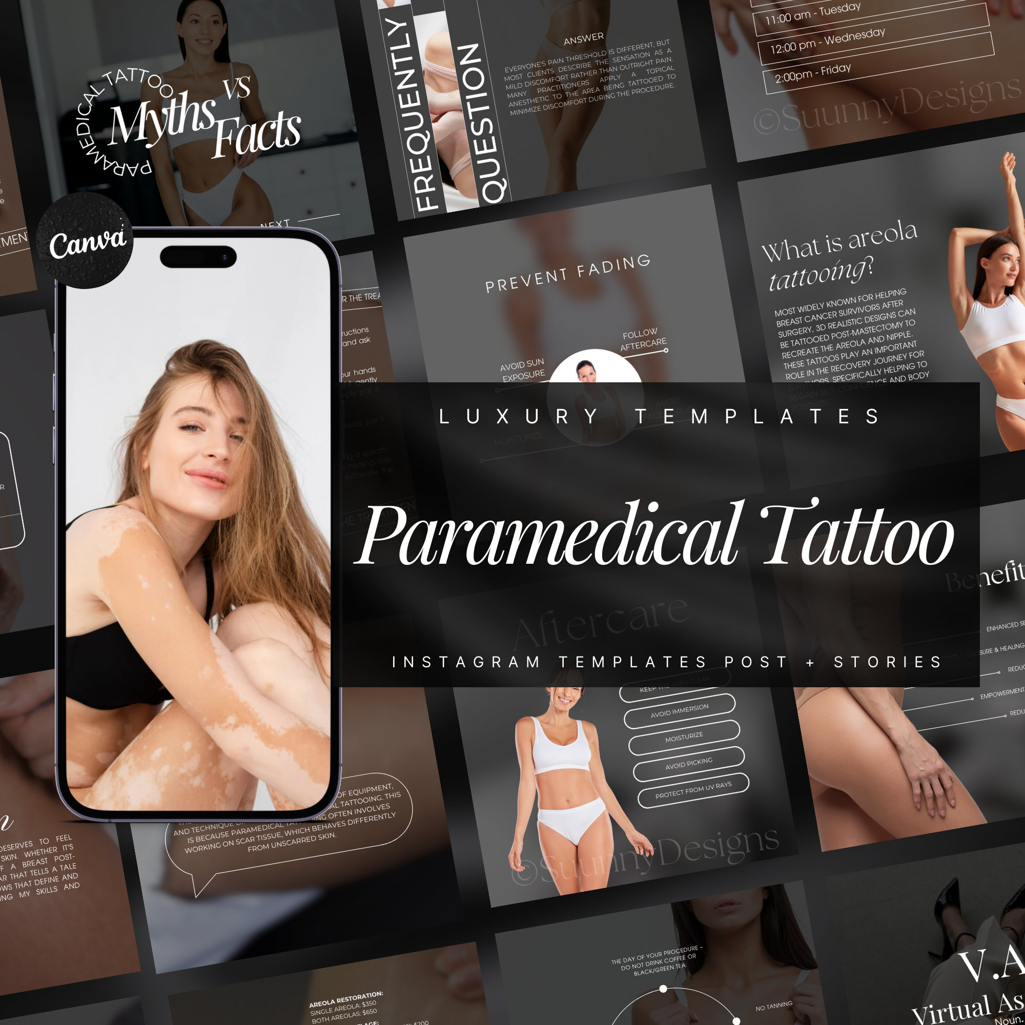 Modello Instagram per tatuaggio paramedico / Post di micropigmentazione paramedica / Modello di tatuaggio medico / Modelli PMU / Post mimetico per cicatrici