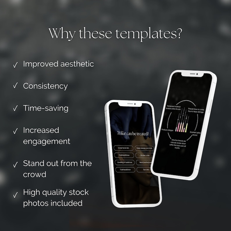 May include: A black and white mobile phone screen displaying a list of treatments that can be done with a needle. The text on the screen reads "What can be treated?" and lists treatments such as "Close face skin", "Deep creases and folds", "Lowering of eyebrows", "Neck lines", "Fine lines/wrinkles", and "Eye area".