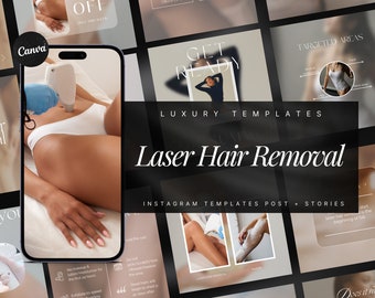 100 Hair Laser Remover Instagram Templates | Laser Technician Templates | Laser Hair Removal Social Media Post | Esthetician Template