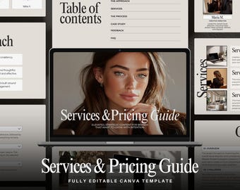 Services and Pricing Guide | Services Guide Template | Client Proposal Client Brochure Canva Template | Social Media Manager Presentation