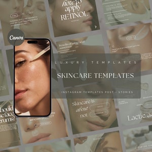 200 Skincare Instagram Templates | Esthetician Instagram Template | Dermatologist Templates | Skincare Social Media |  Skincare posts | Acne