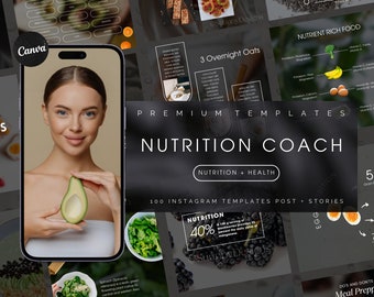 Nutrition Coach Instagram Templates  | Health Coach Instagram Templates | Nutrition Expert  | Dietician Template | Wellness Coach Templates