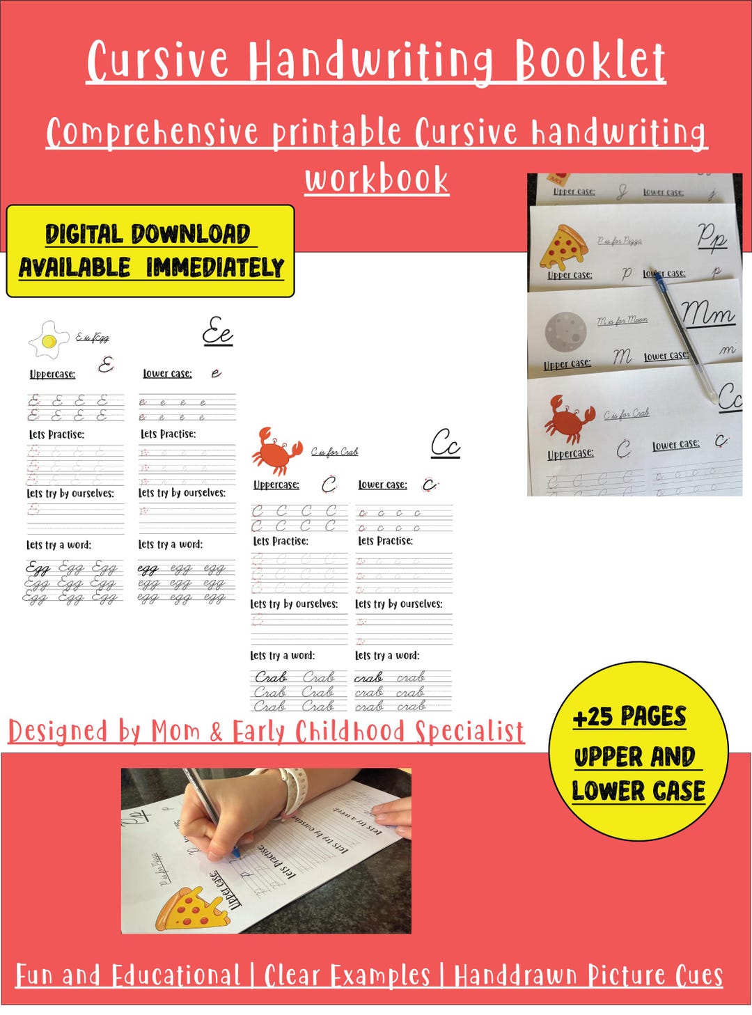 Printable Cursive Handwriting Practice Workbook | Upper & Lowercase ...